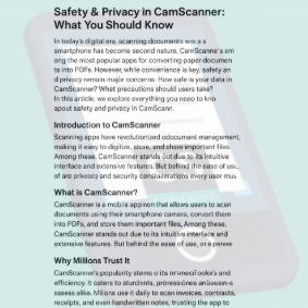 Safety & Privacy in CamScanner: What You Should Know